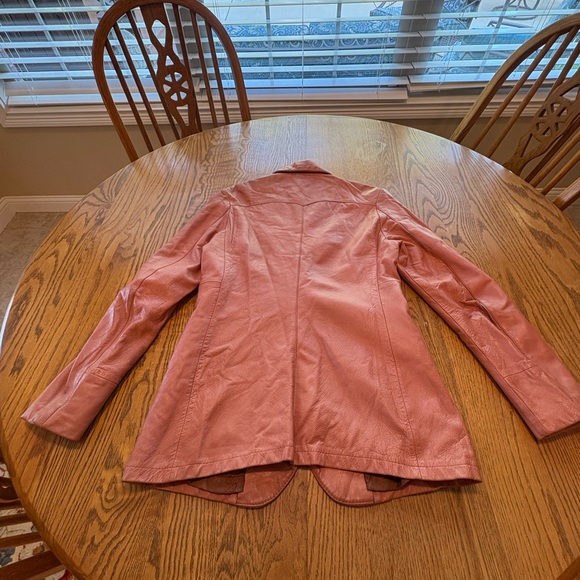 Remy Vintage Salmon Pink Leather Jacket Blazer Size 8 Fits Small Buttery Soft - Picture 2 of 7